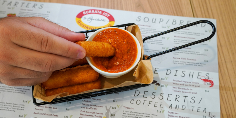 Burrata Joy and Gustavo Lapasta Mozzarella Sticks