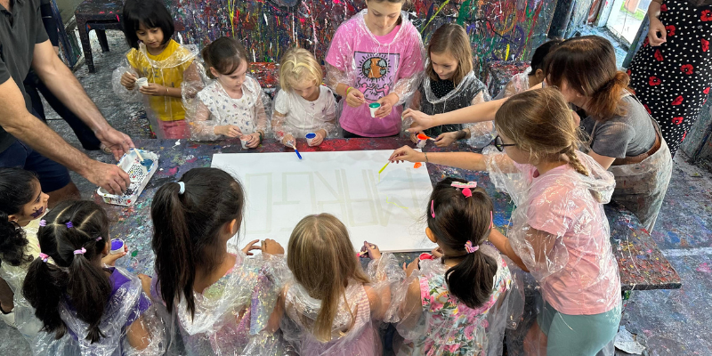 Children Painting at Splat Paint House